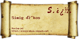 Simig Ákos névjegykártya